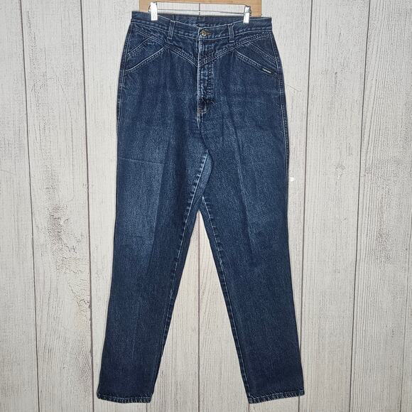 VTG Rocky Mountain Dark Wash Western High Rise Bareback Jeans, sz 30x35 - Picture 2 of 8